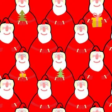 Santa Claus seamless pattern. Vector background for new year. Many grandfathe Stock Illustration