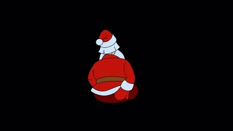 Santa Claus is sitting back to screen and hand scratching his ass Stock Footage 81522379