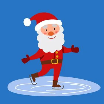 Santa Claus is skating on ice. Vector illustration Stock Illustration