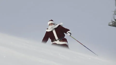 Santa Claus is skiing Stock Footage 167641860