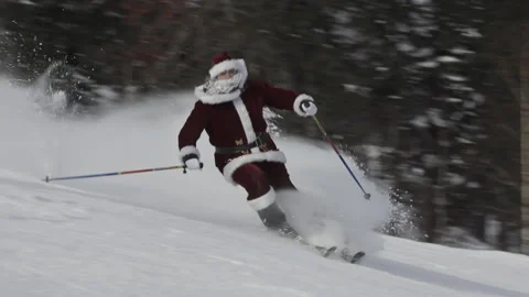 Santa Claus is skiing Stock Footage 167641877