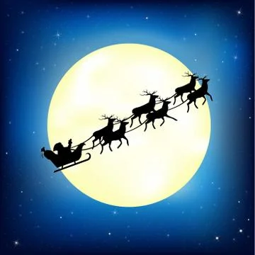 Santa claus on sledge with deer Stock Illustration