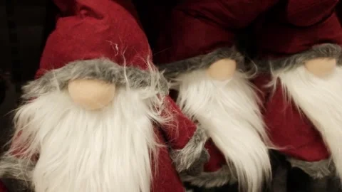 Santa Claus soft cosy cute traditional Christmas plush toys. Winter holidays Stock Footage 320971444