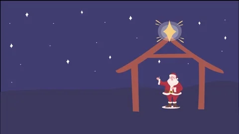Santa Claus is standing with gift in the moon night Stock Footage 167110792