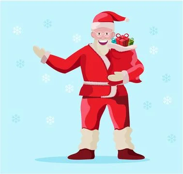 Santa claus standing with gift vector Stock Illustration