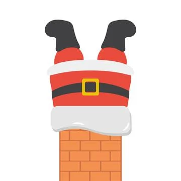Santa Claus Stuck in Chimney Vector Illustration Stock Illustration
