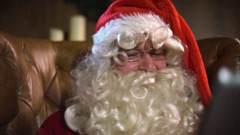 Santa Claus with tablet Stock Footage 79992363
