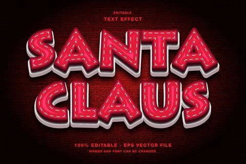 Santa Claus text style effect template editable text effect Stock Illustration