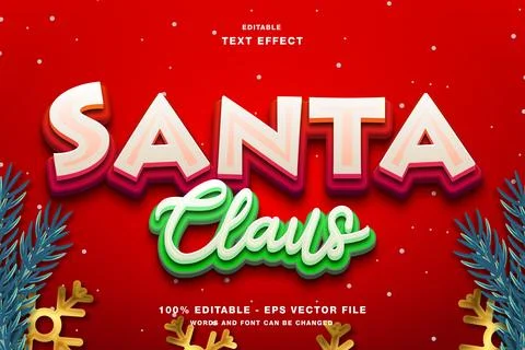 Santa Claus text style effect template editable text effect Stock Illustration