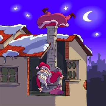 Santa Claus in trouble Stock Illustration
