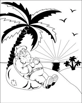Santa Claus under a palm Stock Illustration