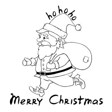 Santa Claus. Vector contour hand drawn illustration. New year and Christmas o Stock-Illustration