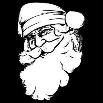 Santa claus vector hand drawn vector black and white clip art Stock Illustration