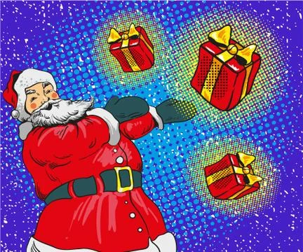Santa claus vector illustration in comic pop art style. Merry Christmas holid Stock Illustration