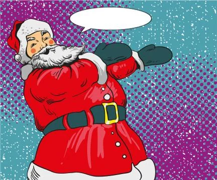 Santa claus vector illustration in comic pop art style. Merry Christmas holid Stock Illustration