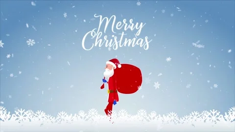 Santa Claus walking loop snowflakes falling animation background Stock Footage 226494526