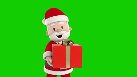 Santa claus walks with gift boxes and handed the gift box. 3d animation Stock Footage 138974739