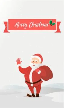 Santa Claus waving. Has brought the bag with gifts. Vector illustration of a Stock Illustration