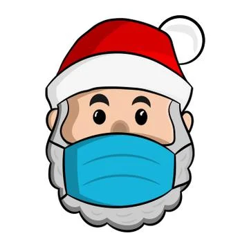 Santa Claus wears a medical mask for a healthy Christmas. Stock Illustration