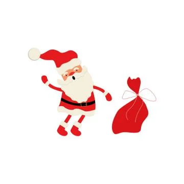 Santa claus on white background. Vector illustration for retro christmas card Stock Illustration