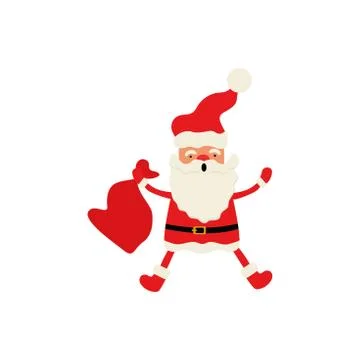 Santa claus on white background. Vector illustration for retro christmas card Stock Illustration