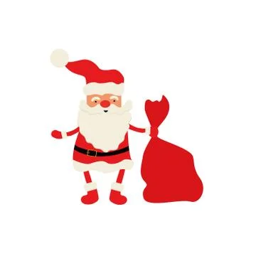 Santa claus on white background. Vector illustration for retro christmas card Stock Illustration
