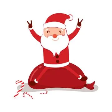 Santa claus on white background. Vector illustration for retro christmas card Stock Illustration