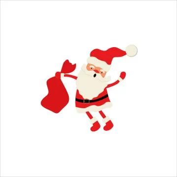 Santa claus on white background. Vector illustration for retro christmas card Stock Illustration