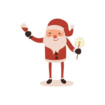Santa claus on white background. Vector illustration for retro christmas card Stock Illustration
