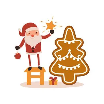 Santa claus on white background. Vector illustration for retro christmas card Stock Illustration