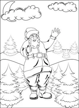 Santa Claus in winter forest Stock Illustration