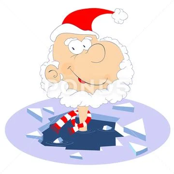 Santa Claus winter swimming illustration Stock Illustration