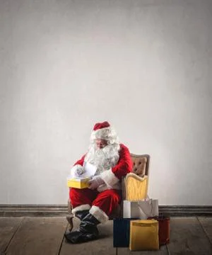 Santa claus in work Stock Photos