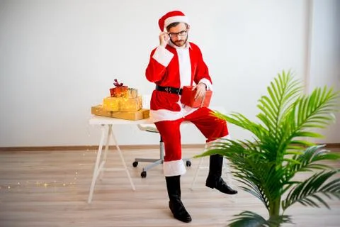 Santa claus working Stock Photos