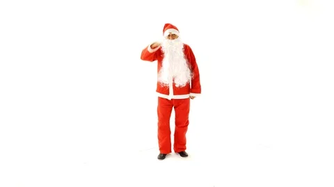 Santa Clause is Dancing Against White Background Stock Footage 98268442