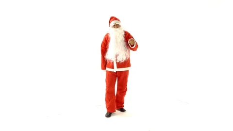 Santa Clause is Dancing Against White Background Stock Footage 98268482