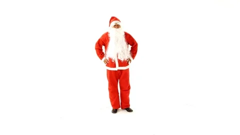 Santa Clause is Dancing Against White Background Stock Footage 98268868