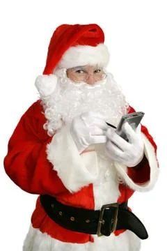 Santa Clause With Personal Computer Stock Photos
