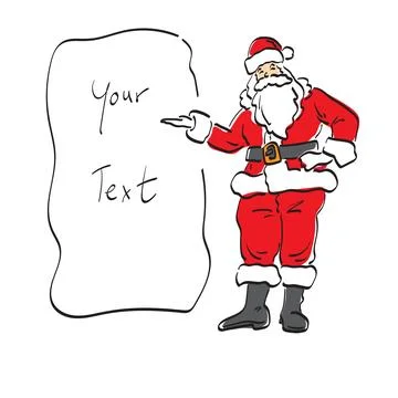 Santa clause presenting blank space illustration vector hand drawn isolated Stock Illustration