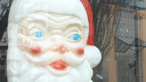 Santa Clause In Store Window Video stock 83487508