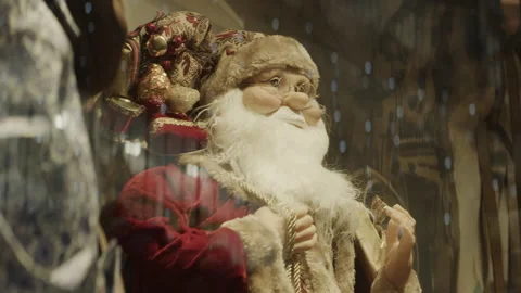 Santa Clause in the window of the store Stock Footage 262526600