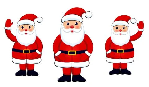 Santa Clauses set on white background. Vector illustration. Stock Illustration