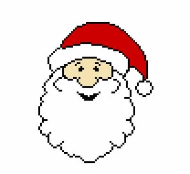 Santa Claus's head on a white background,pixel art Stock Illustration