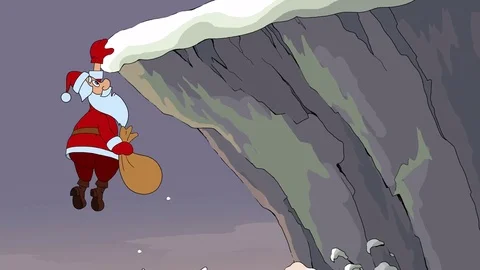 Santa climbs up a rock Stock Footage 81414141