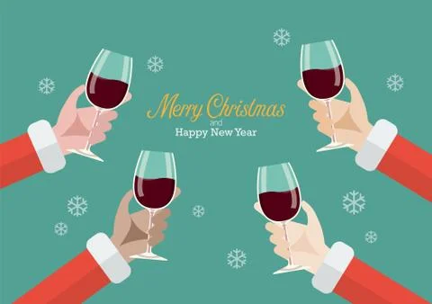 Santa clinking beer glasses Stock Illustration