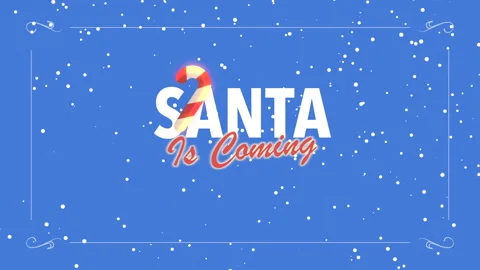 Santa Is Coming with candy and fall snow on blue gradient Vídeo Stock 253876549