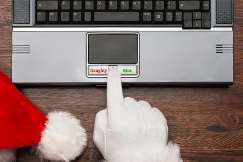 Santa computer list Naughty or Nice Stock Photos