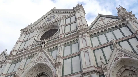 Santa Croce Basilica in the historic city center o Florence (Santa Croce di Stock Footage 80207553