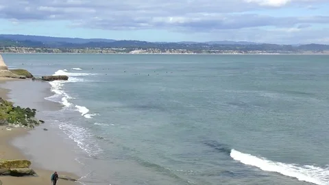 Santa Cruz, Pleasure Point, on the northern Monterey Bay, California Stock Footage