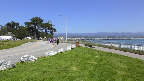 Santa Cruz, Steamer Lane West Side, California, USA Stock Footage
